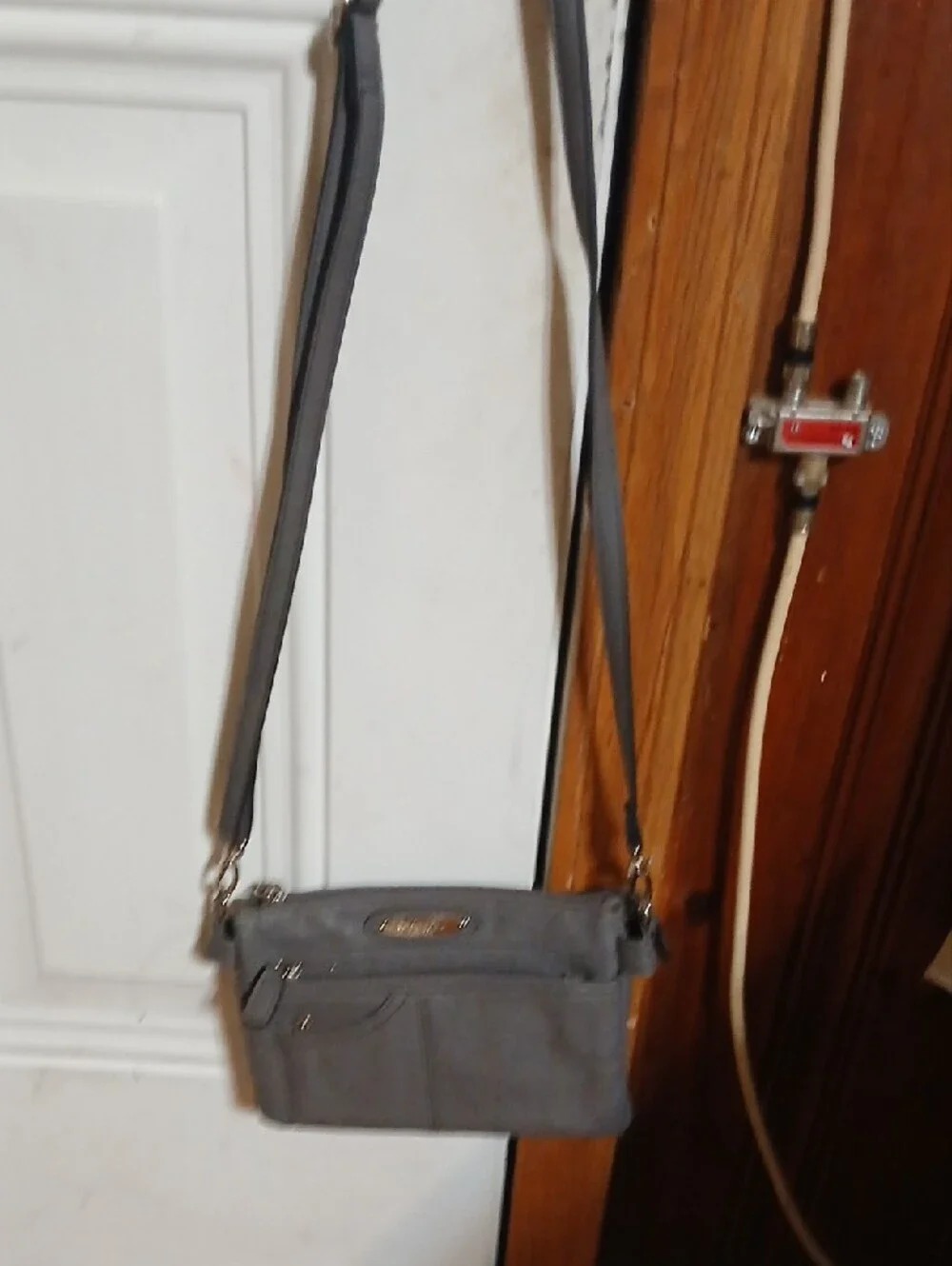 Rosetti Light Gray Crossbody Bag with Front Pockets